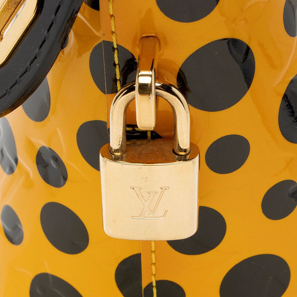 Louis Vuitton Limited Edition Kusama Monogram Vernis Infinity Dots Lockit MM Satchel - Patent Leather - Yellow/Black by Louis Vuitton - Image 14