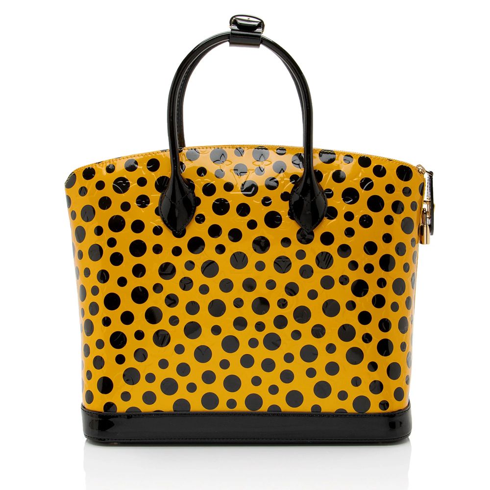 Louis Vuitton Limited Edition Kusama Monogram Vernis Infinity Dots Lockit MM Satchel - Patent Leather - Yellow/Black by Louis Vuitton - Image 3
