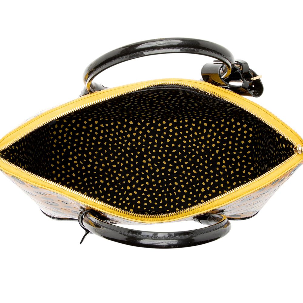 Louis Vuitton Limited Edition Kusama Monogram Vernis Infinity Dots Lockit MM Satchel - Patent Leather - Yellow/Black by Louis Vuitton - Image 7