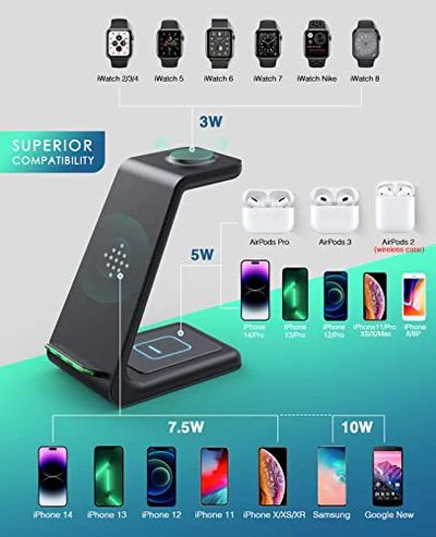 Lovis 3in1 Fast Charging Wireless Charging Station - Black by Lovis - Image 2