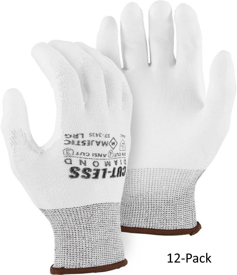 Majestic Dyneema Gloves Cut Level A3 (M) (12-Pack) - White by Majestic - Refurbished - Like New condition - US$116.00