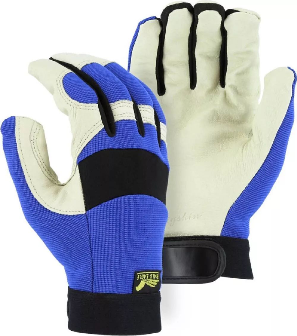 Majestic Glove Bald Eagle Mechanics Glove (M) - Blue/White by Majestic - Refurbished - Premium condition - US$25.22