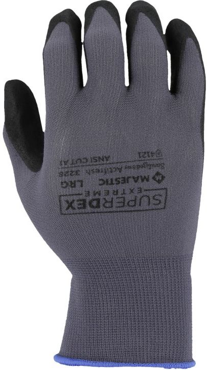 Majestic SuperDex Micro Foam Nitrile Palm Coated Glove on Nylon Shell (M) (12-Pack) - Gray/Black by Majestic - Image 2