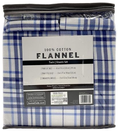 Member's Mark 100% Cotton 4pc Flannel Sheets Twin Set - Blue Plaid by Member's Mark - Image 2