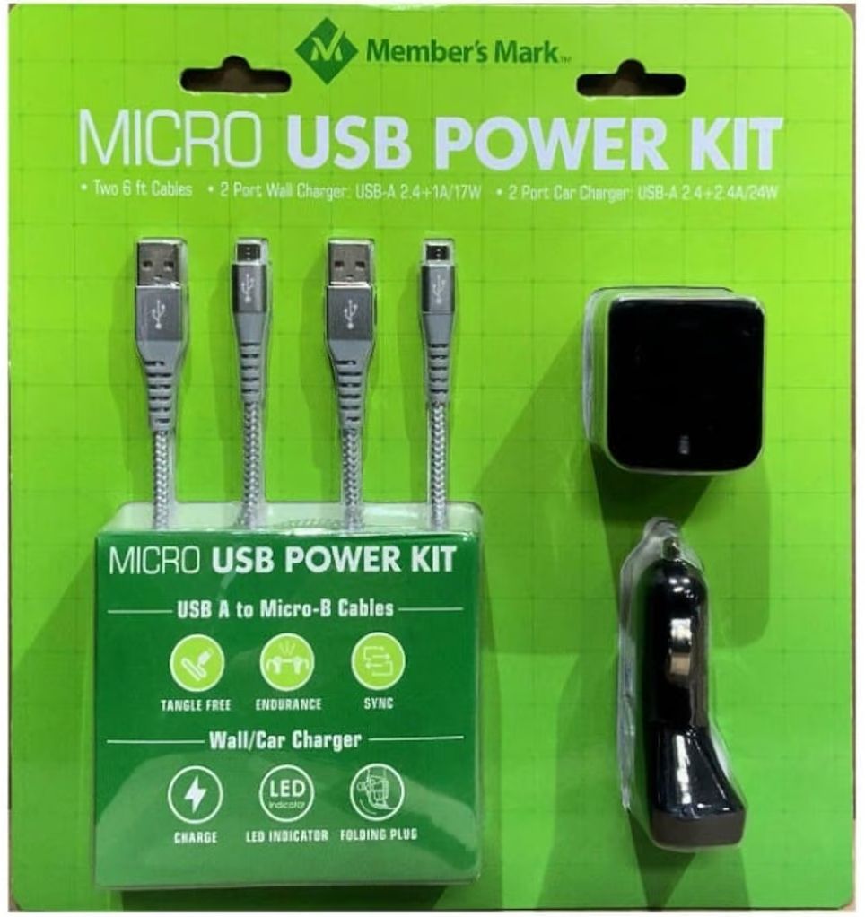 Member's Mark Micro USB Power Kit - Grey by Member's Mark - Refurbished - Very Good condition - US$19.99