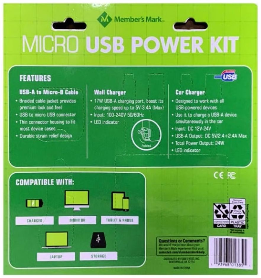 Member's Mark Micro USB Power Kit - Grey by Member's Mark - Image 2