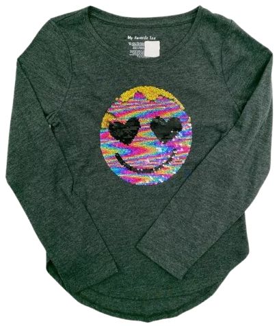 Member's Mark My Favorite Tee Kid's Sequin Smiley Hearts T-Shirt - Dark Grey by Member's Mark - Refurbished - Brand New condition - US$30.98