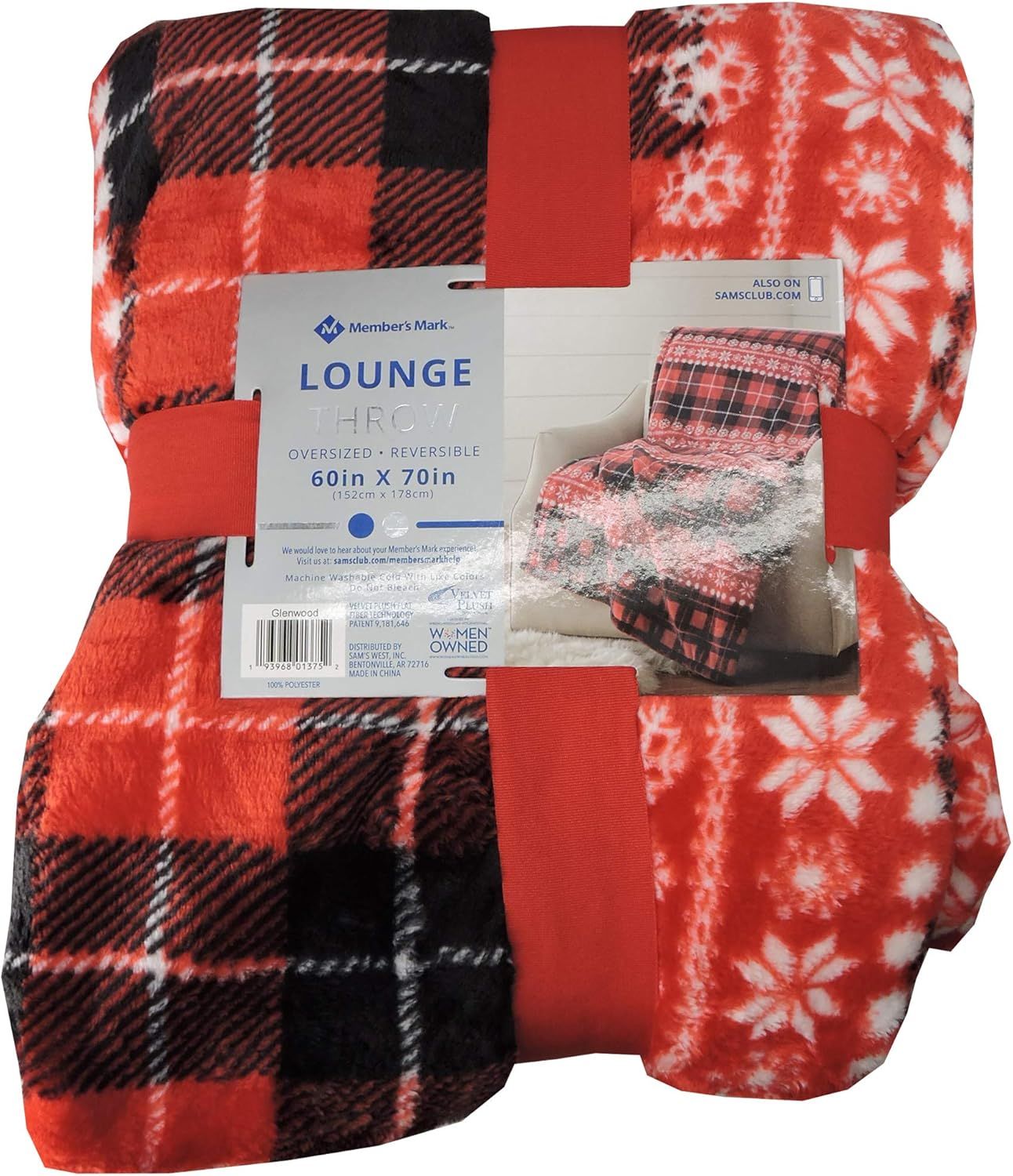 Member's Mark Reversible Lounge Throw 60 in x 70 in - Glenwood by Member's Mark - Refurbished - Brand New condition - US$101.48
