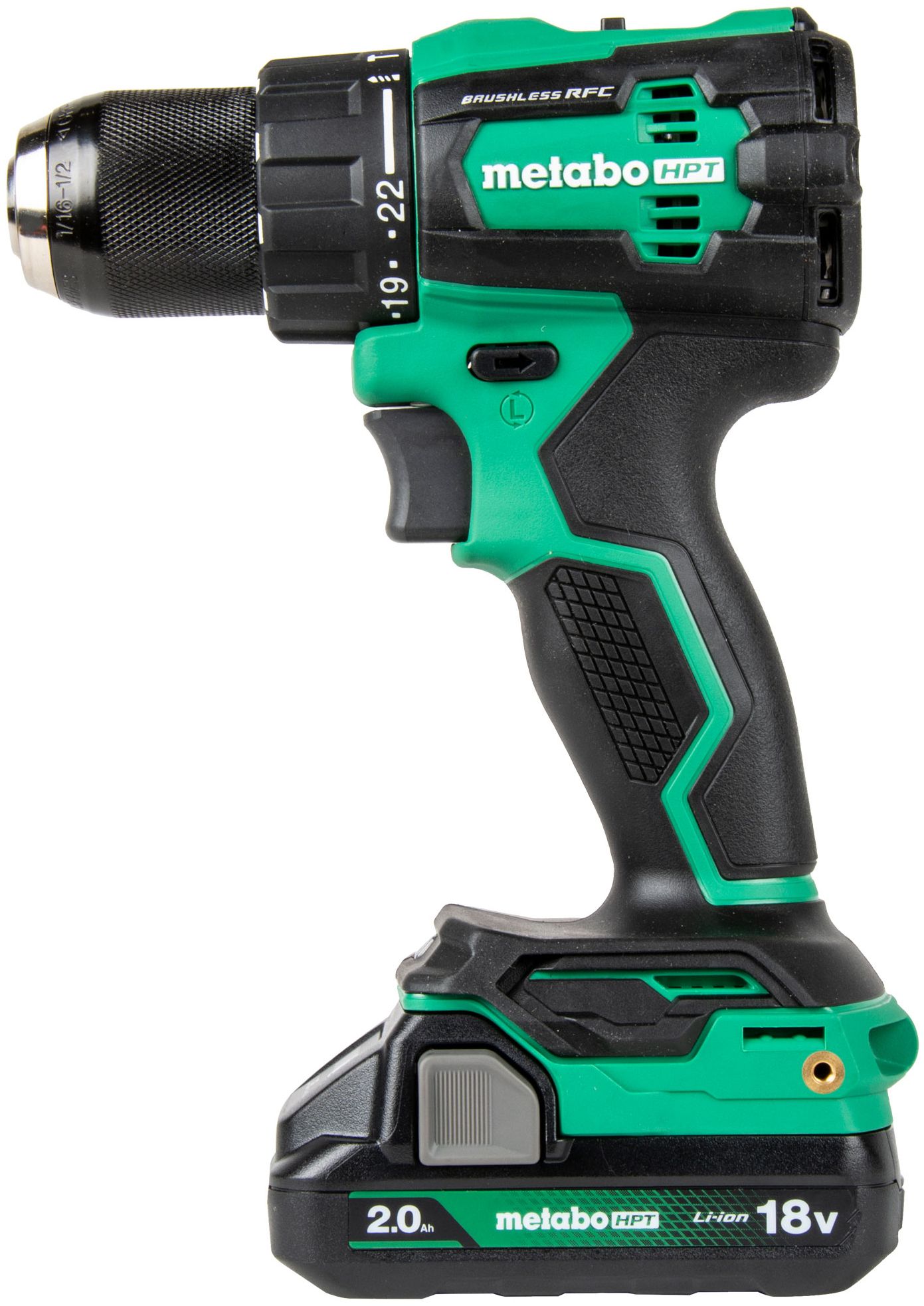 Metabo HPT 18V MultiVolt Cordless Brushless Hammer Drill Kit with 2 x 2.0Ah Batteries - Black/Green by Metabo HPT - Refurbished - Premium condition - US$214.69
