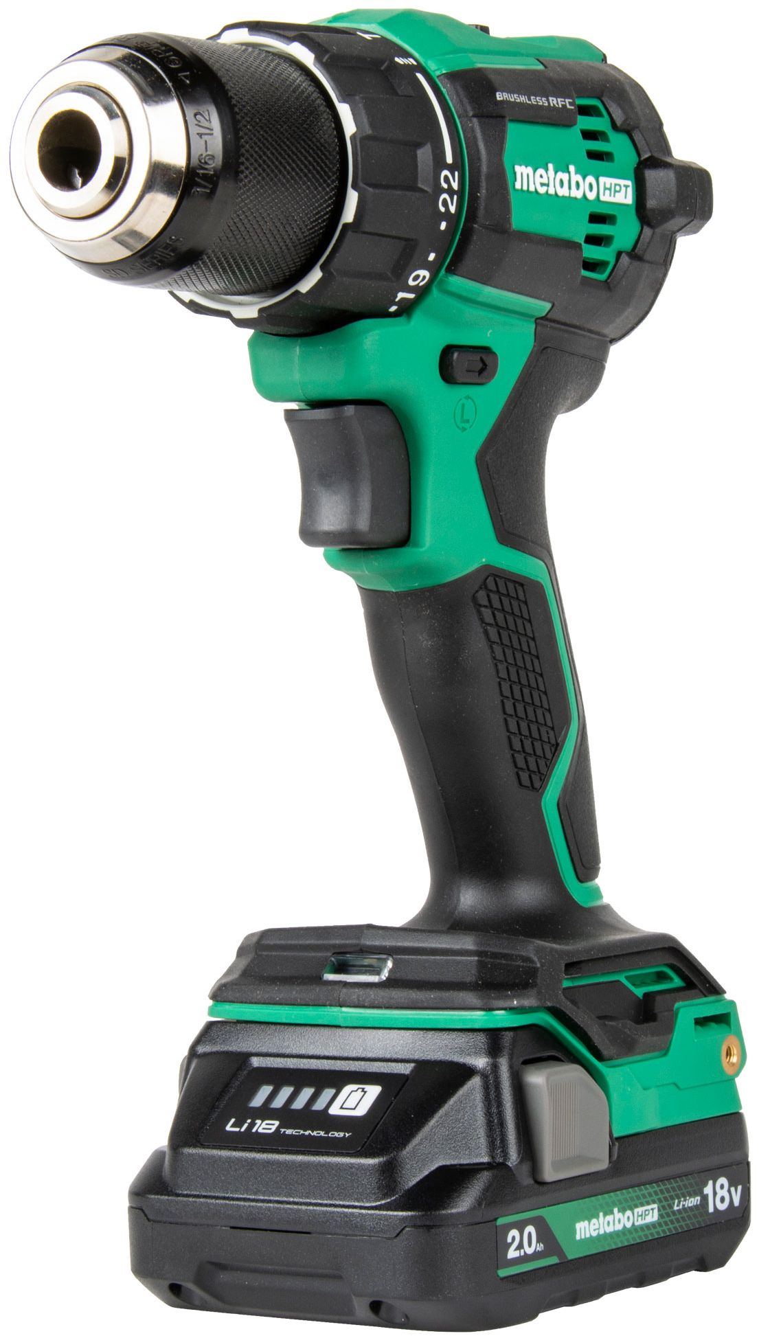 Metabo HPT 18V MultiVolt Cordless Brushless Hammer Drill Kit with 2 x 2.0Ah Batteries - Black/Green by Metabo HPT - Image 2