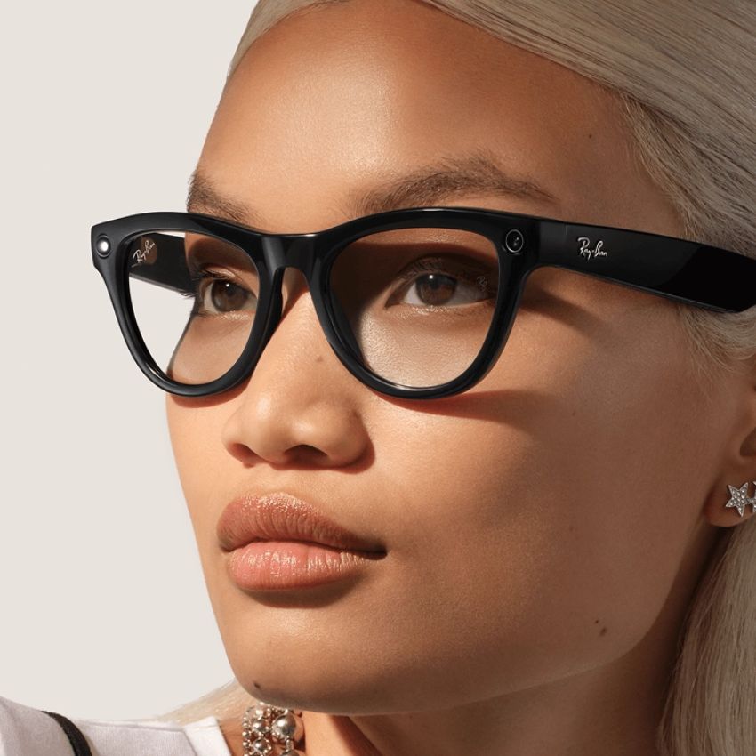 Meta Ray-Ban Meta Skyler (Gen 2) Smart Glasses - Shiny Black + Clear by Meta - Refurbished - Good condition - Image 7