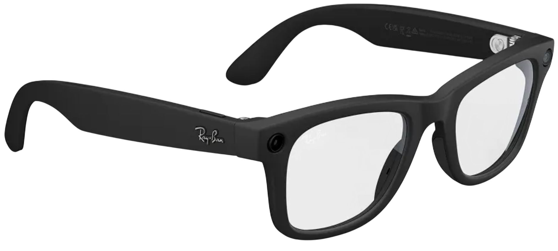 Meta Ray-Ban Meta Wayfarer (Gen 2) Smart Glasses (Standard) - Matte Black + Clear by Meta - Refurbished - Like New condition - Image 3