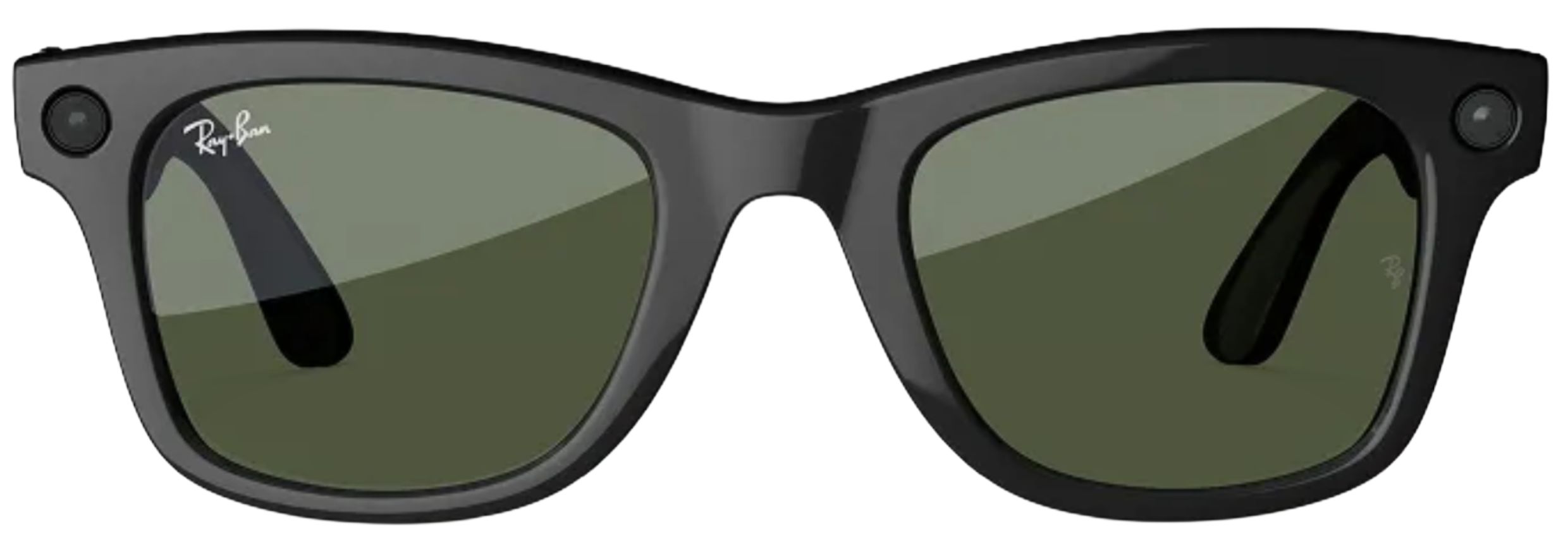 Meta Ray-Ban Meta Wayfarer (Gen 2) Smart Glasses (Standard) - Shiny Black + Green by Meta - Refurbished - Like New condition - Image 2