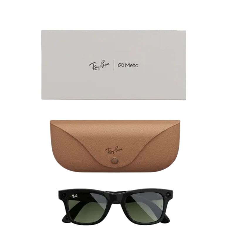 Meta Ray-Ban Meta Wayfarer (Gen 2) Smart Glasses (Standard) - Shiny Black + Green by Meta - Refurbished - Like New condition - Image 5