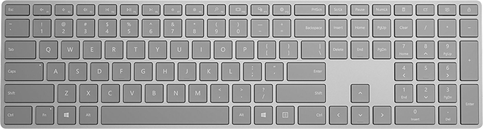 Microsoft Surface Full-size Wireless Keyboard - Silver by Microsoft - Refurbished - Brand New condition