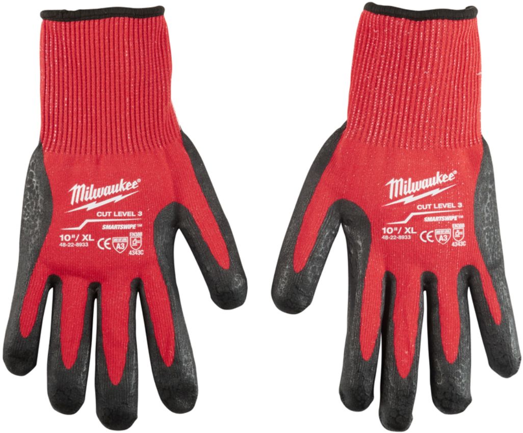 Milwaukee 48-22-8933 SMARTSWIPE XL Cut Level 3 Nitrile Dipped Glove (12-pack) - Black/Red by Milwaukee - Refurbished - Brand New condition - US$45.98