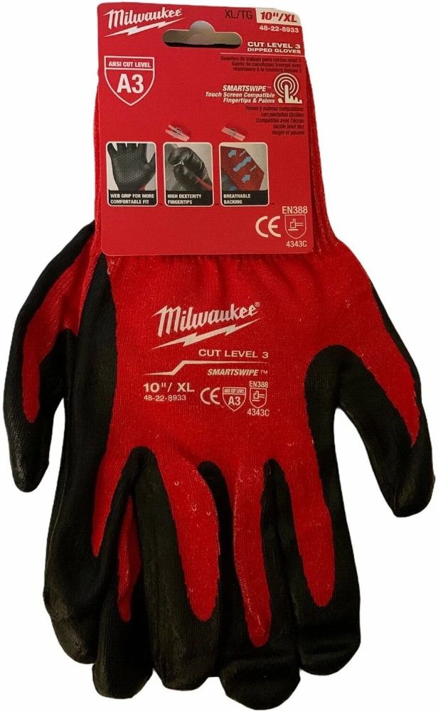 Milwaukee 48-22-8933 SMARTSWIPE XL Cut Level 3 Nitrile Dipped Glove (12-pack) - Black/Red by Milwaukee - Image 3