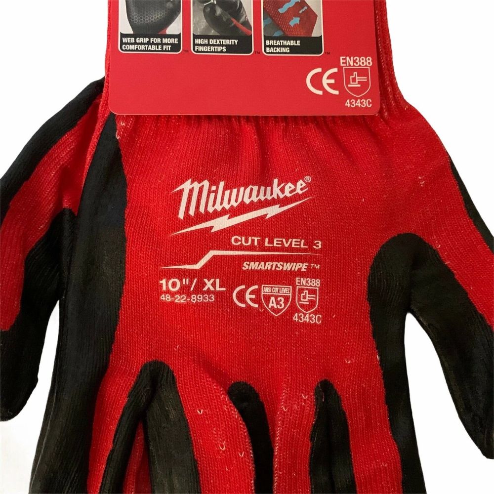 Milwaukee 48-22-8933 SMARTSWIPE XL Cut Level 3 Nitrile Dipped Glove (12-pack) - Black/Red by Milwaukee - Image 5
