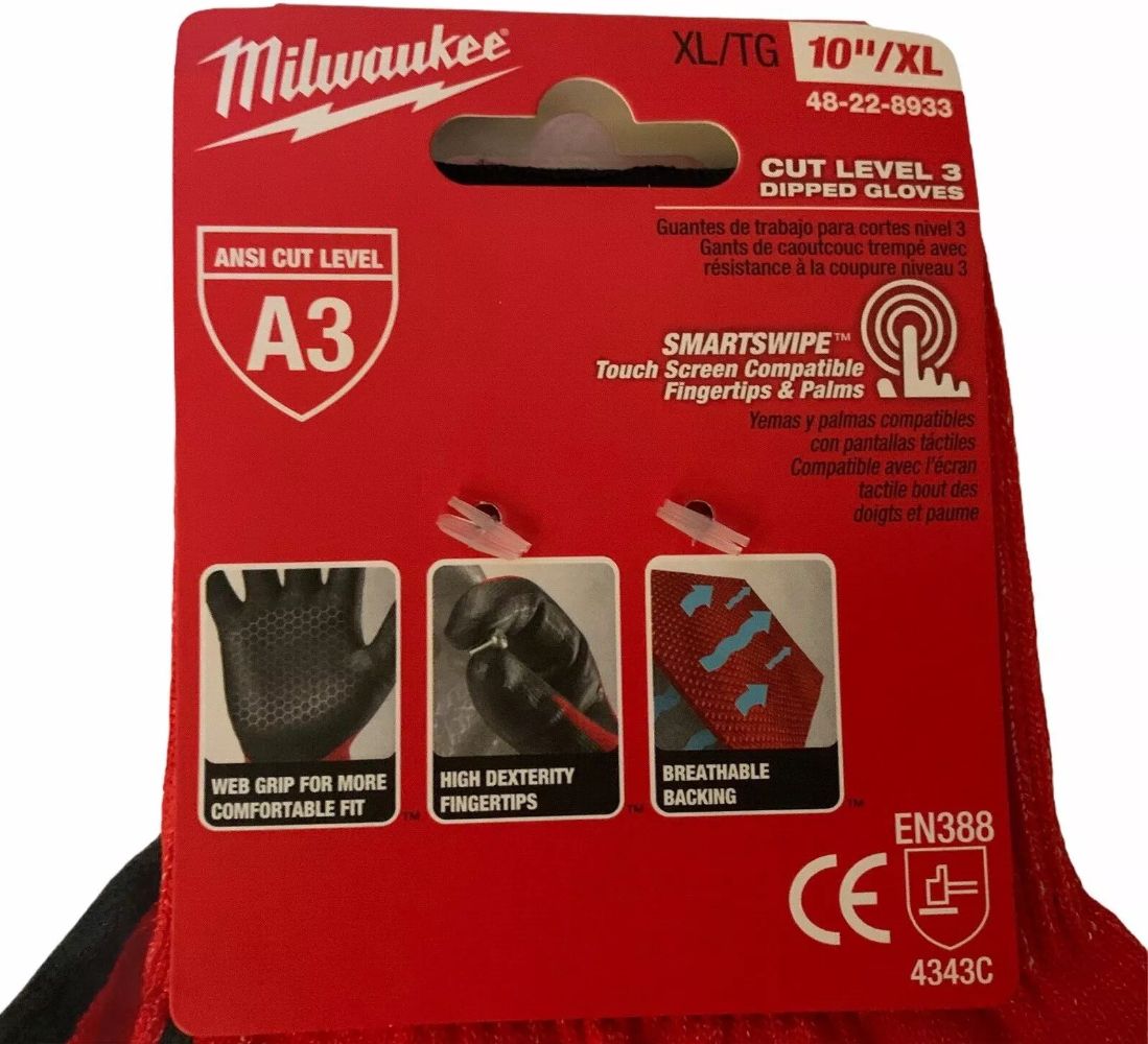 Milwaukee 48-22-8933 SMARTSWIPE XL Cut Level 3 Nitrile Dipped Glove (12-pack) - Black/Red by Milwaukee - Image 6