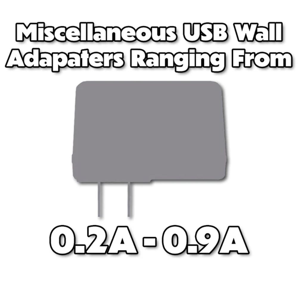 Miscellaneous & Mixed Wall Charger USB Adapter (0.2A to 0.9A Output) - Multicolor - Refurbished - Brand New condition - US$8.33