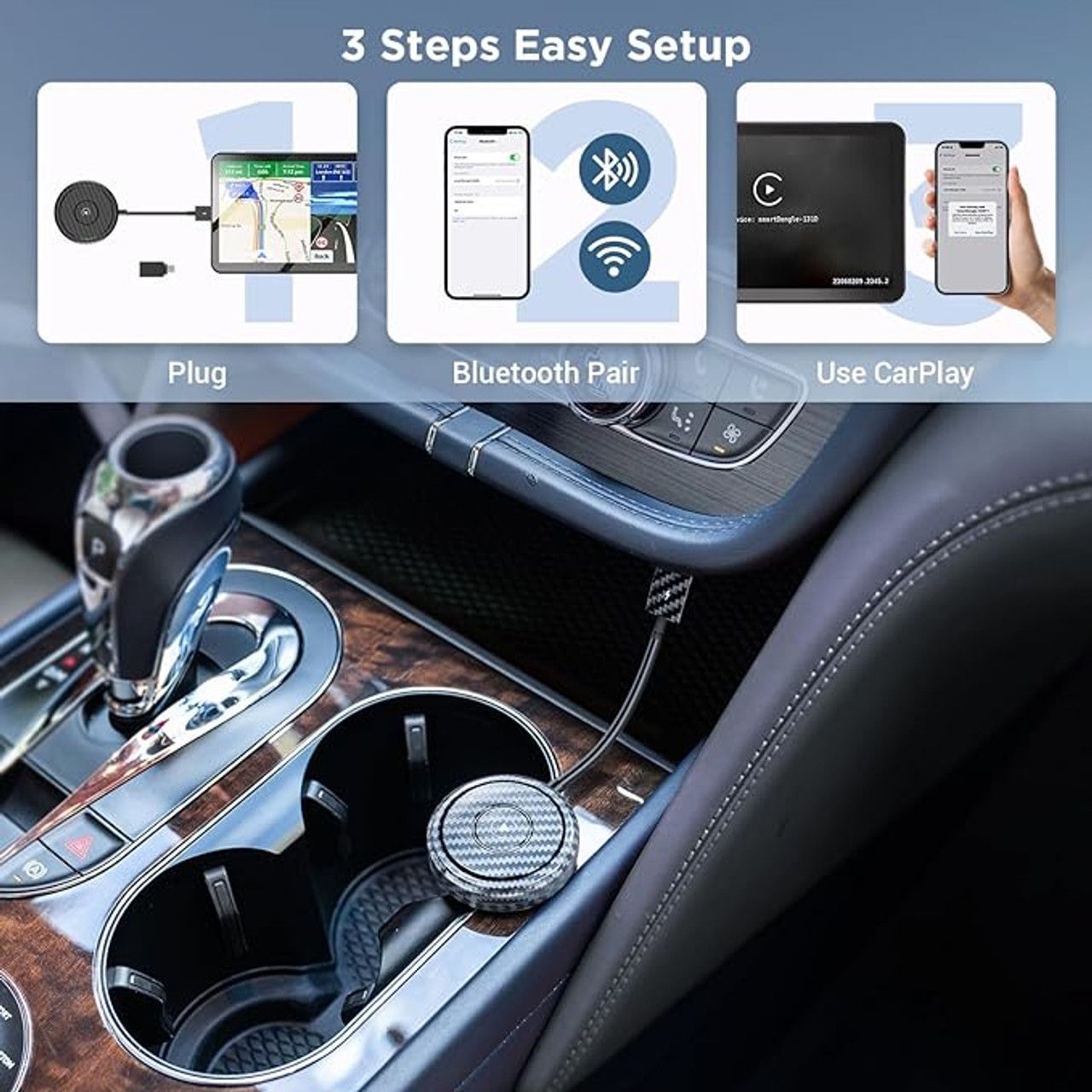 Mocale Carplay Adapter Convert Wired to Wireless - Gray by Mocale - Image 2