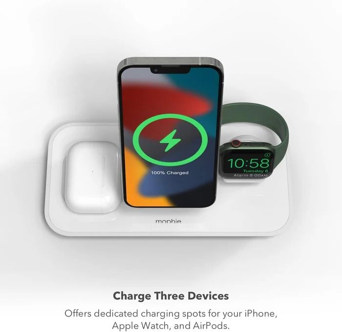 Mophie 3-in-1 Stand MagSafe Charger - White by Mophie - Image 3