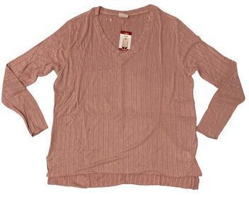 Mote Women's V-Neck Stretch Long Sleeve Ribbed Shirt L - Rose Pink by Mote - Refurbished - Brand New condition - US$20.98