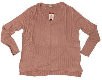 Mote Women's V-Neck Stretch Long Sleeve Ribbed Shirt XL - Rose Pink by Mote - Refurbished - Brand New condition - US$26.98