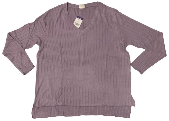 Mote Women's V-Neck Stretch Long Sleeve Ribbed Shirt XXL - Lilac by Mote - Refurbished - Brand New condition - US$10.99