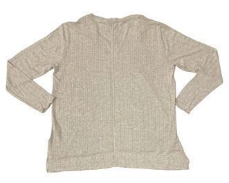 Mote Women's V-Neck Stretch Long Sleeve Ribbed Shirt XXL - Marled Oatmeal by Mote - Image 2