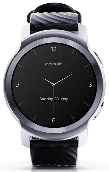 Motorola Moto Watch 100 - 42mm - Glacier Silver Aluminum Case with Black Silicon Silicon Band by Motorola - Refurbished - Like New condition - US$81.44