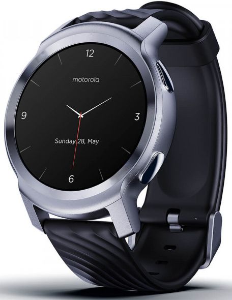 Motorola Moto Watch 100 - 42mm - Glacier Silver Aluminum Case with Black Silicon Silicon Band by Motorola - Refurbished - Like New condition - Image 2