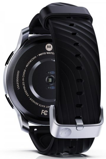 Motorola Moto Watch 100 - 42mm - Glacier Silver Aluminum Case with Black Silicon Silicon Band by Motorola - Refurbished - Like New condition - Image 4