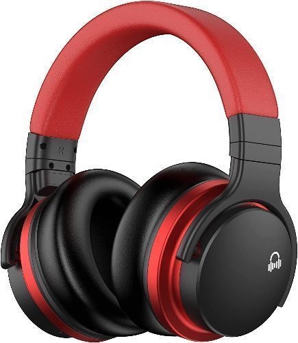 Movssou E7 Active Noise Cancelling Wireless Over-Ear Headphones - Black/Red by Movssou - Refurbished - Very Good condition - US$51.58
