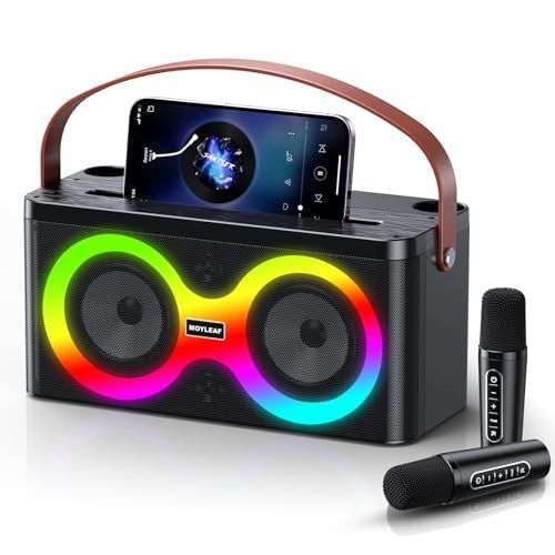 Moyleaf K5 Karaoke Machine Portable Bluetooth Speaker with 2 Wireless Microphones - Black by Moyleaf - Refurbished - Very Good condition - US$58.15