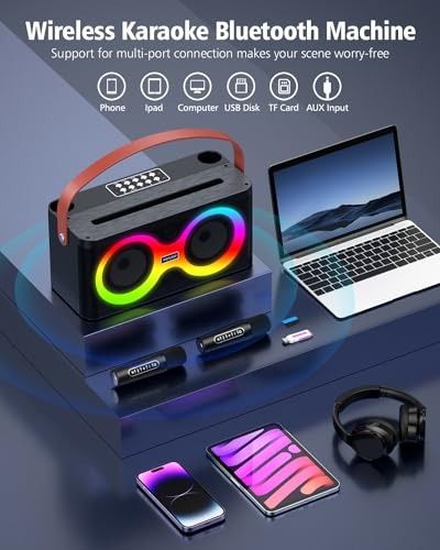 Moyleaf K5 Karaoke Machine Portable Bluetooth Speaker with 2 Wireless Microphones - Black by Moyleaf - Image 2