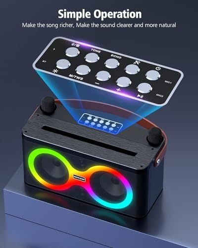 Moyleaf K5 Karaoke Machine Portable Bluetooth Speaker with 2 Wireless Microphones - Black by Moyleaf - Image 3