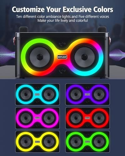 Moyleaf K5 Karaoke Machine Portable Bluetooth Speaker with 2 Wireless Microphones - Black by Moyleaf - Image 4