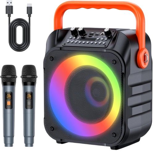 Moyleaf Karaoke Machine with Wireless Microphones HHCC-A9 - Black/Orange by Moyleaf - Refurbished - Very Good condition - US$40.73
