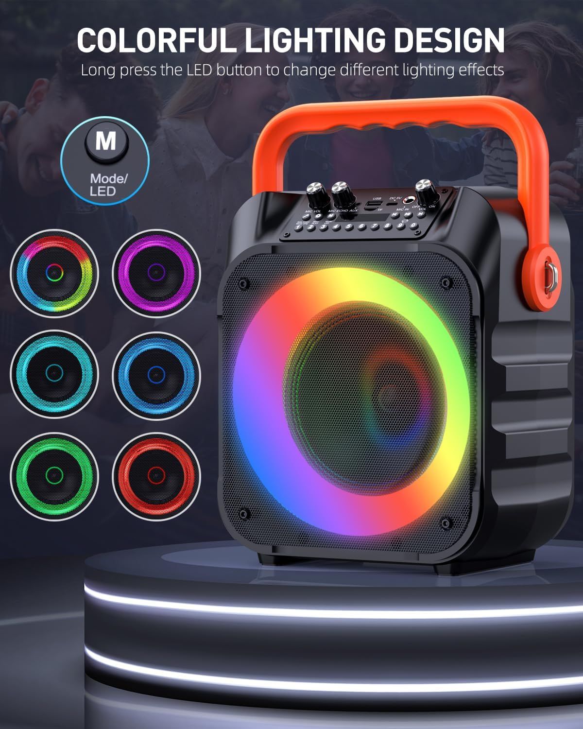 Moyleaf Karaoke Machine with Wireless Microphones HHCC-A9 - Black/Orange by Moyleaf - Image 4