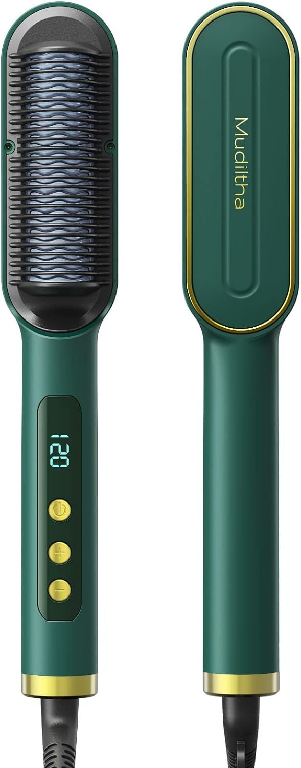 Mudiiltha Negative Ion Hair Straightening Brush - Green by Mudiiltha - Refurbished - Premium condition - US$19.66