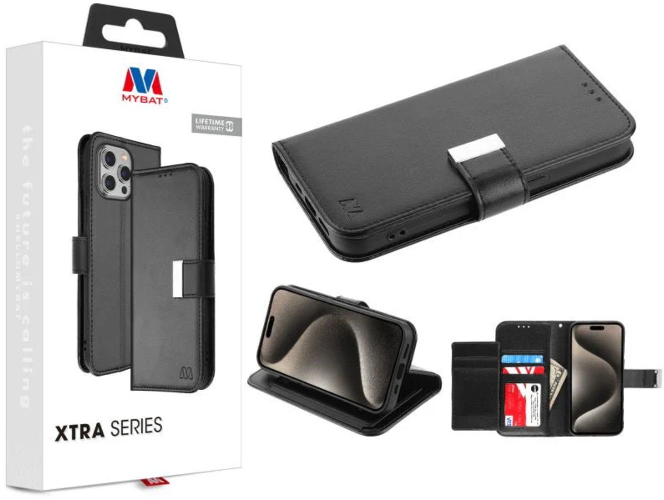 MyBat MyJacket Xtra Series Wallet Phone Case for iPhone 15 Pro - Black/Black - Brand New by MyBat - Refurbished - Brand New condition - US$8.78