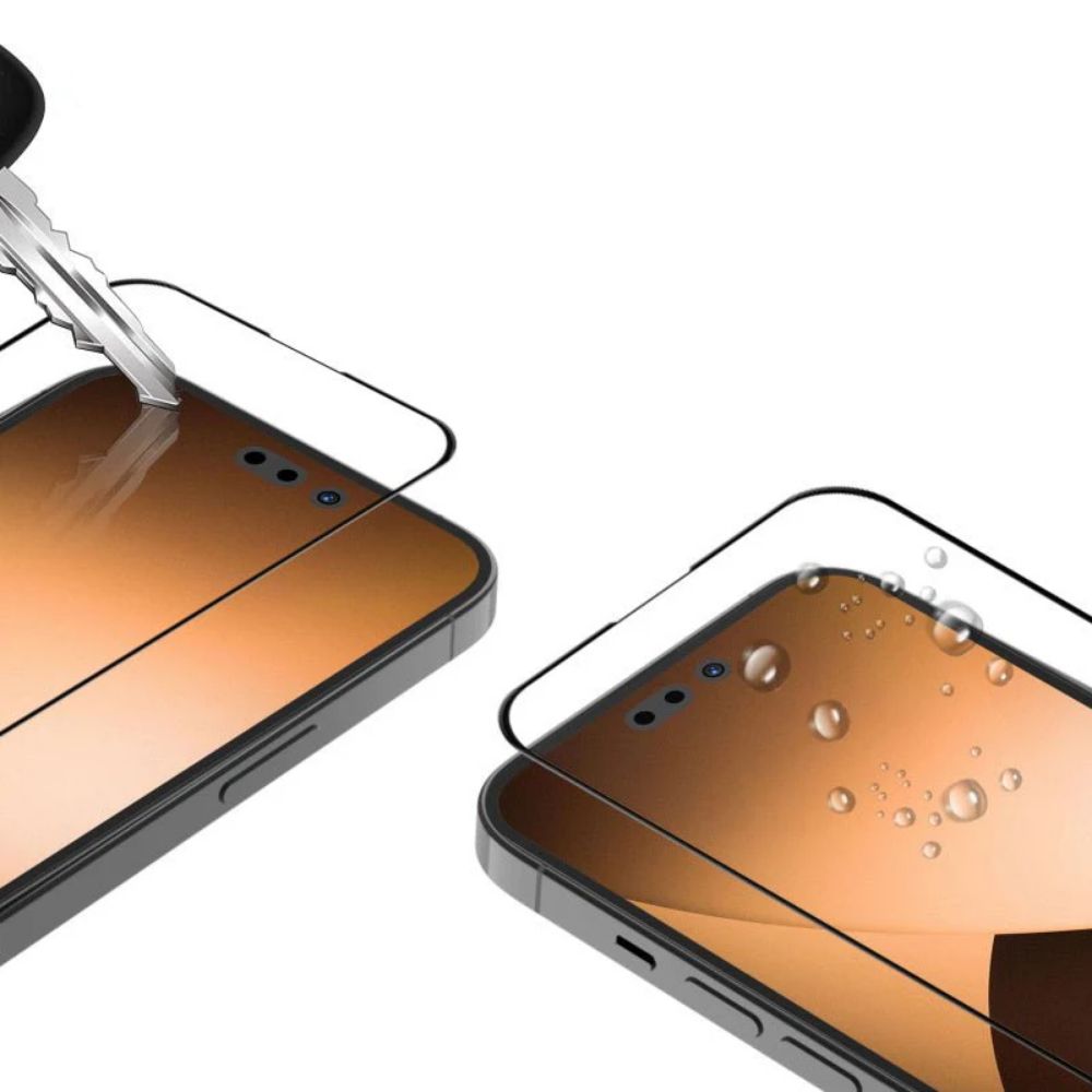 MyBat Pro Full Coverage Tempered Glass Screen Protector for iPhone 14 Pro - Transparent/Black by MyBat Pro - Refurbished - Brand New condition - Image 3