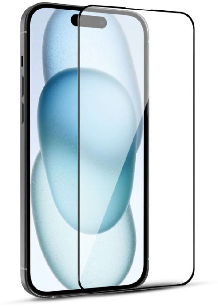 MyBat Pro Full Coverage Tempered Glass Screen Protector for iPhone 15 - Transparent/Black - Brand New by MyBat Pro - Refurbished - Brand New condition - Image 2