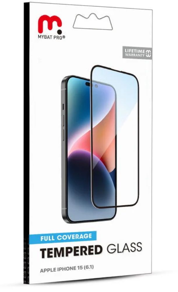 MyBat Pro Full Coverage Tempered Glass Screen Protector for iPhone 15 - Transparent/Black - Brand New by MyBat Pro - Refurbished - Brand New condition - Image 5