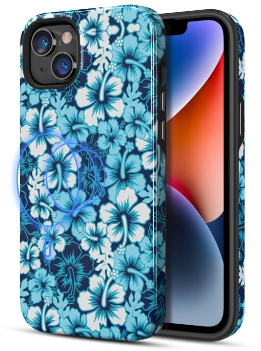 MyBatPro MyBatPro Fuse Series with Magsafe Phone Case for iPhone 14 Plus - Blue Hibiscus by MyBatPro - Image 2