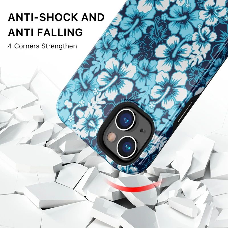MyBatPro MyBatPro Fuse Series with Magsafe Phone Case for iPhone 14 Plus - Blue Hibiscus by MyBatPro - Image 5