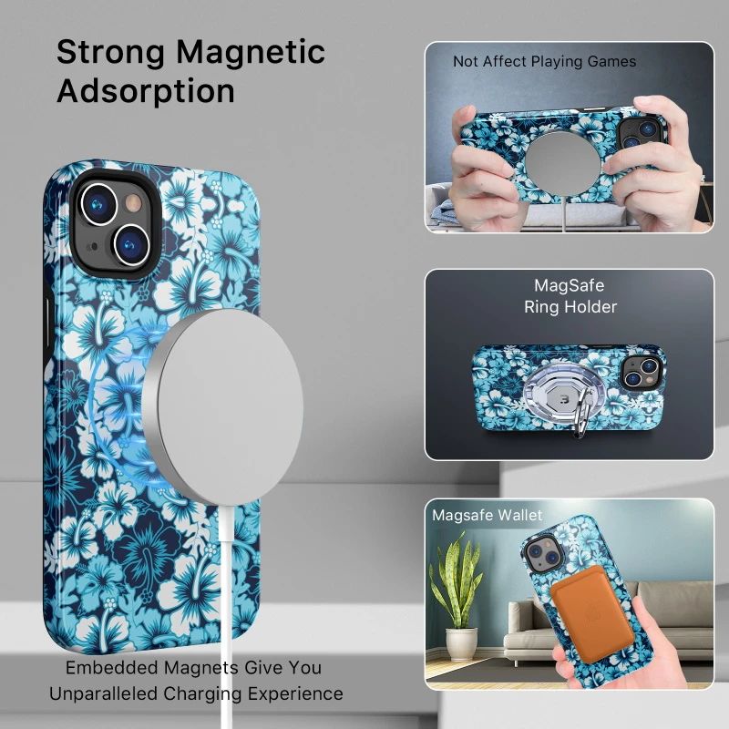 MyBatPro MyBatPro Fuse Series with Magsafe Phone Case for iPhone 14 Plus - Blue Hibiscus by MyBatPro - Image 7