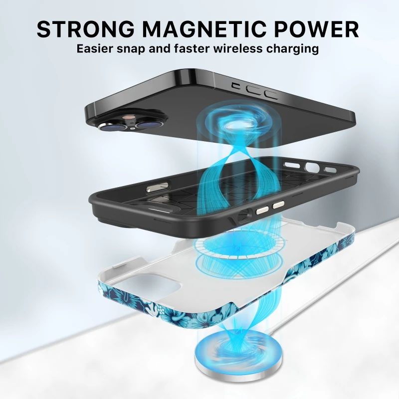 MyBatPro MyBatPro Fuse Series with Magsafe Phone Case for iPhone 14 Plus - Blue Hibiscus by MyBatPro - Image 8