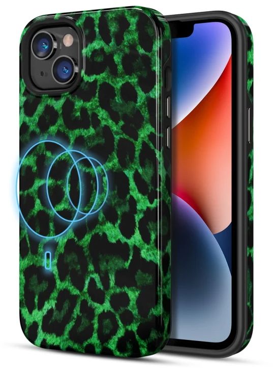 MyBatPro MyBatPro Fuse Series with Magsafe Phone Case for iPhone 14 Plus - Green Leopard by MyBatPro - Image 3